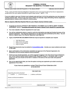 Michigan Criminal Court Payment Plan Request