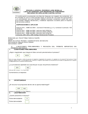 Lista de chequeo de recurso de apelacin autos - 0