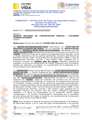 Certification of Social Security and Parafiscal Contributions Form