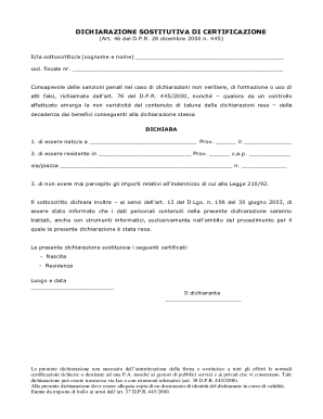 Italian Self-Certification Declaration
