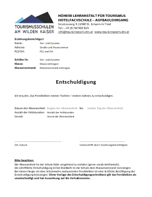 School Absence Excuse Form