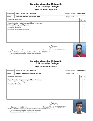 Somaiya Vidyavihar University Hall Ticket