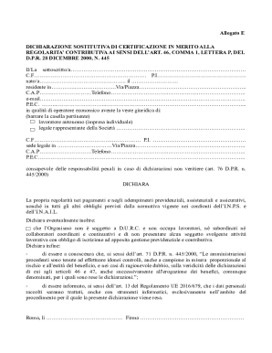 Italian Contribution Regularity Declaration Form