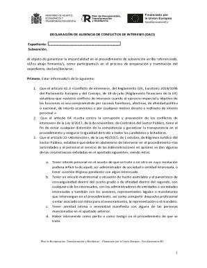 EU Conflict of Interest Declaration Form