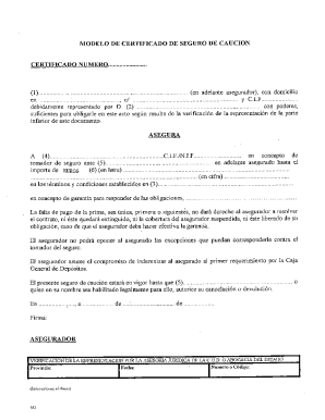 Bond Insurance Certificate Template