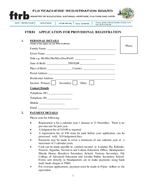 Fillable New Teachers Registration Forms In Fiji