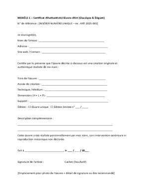 Qu'est-ce qu'un certificat d'authenticit pour artiste ?
