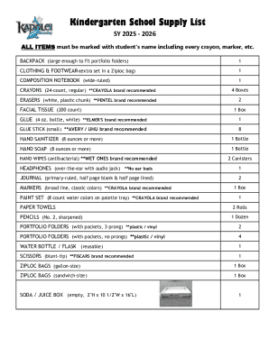 What kindergarten school supplies should be labeled?