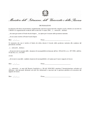 DICHIARAZIONI Il/La sottoscritto/a nata/o a il in relazione ...