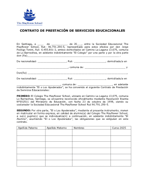 Prestacin de servicios educacionales sample contracts