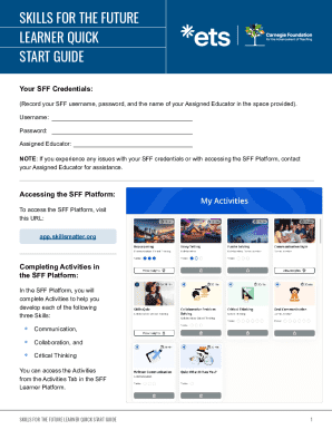 SKILLS FOR THE FUTURE LEARNER QUICK START GUIDE