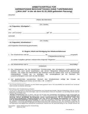 Muster Arbeitsvertrag fr das Gewerbe