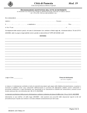 Mod.19DICHIARAZIONE SOSTITUTIVA DELL'ATTO DI NOTORIETA'