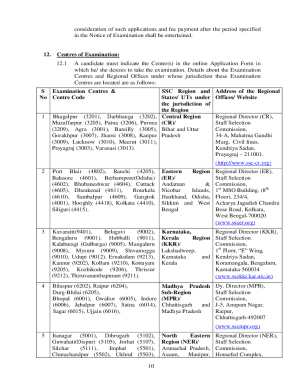 SSC Examination Centre Application Form