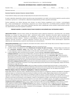 Anesthesiology Information Brochure and Questionnaire