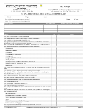 Anesthesiology Consultation Form