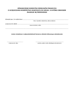 Parental Declaration of Sibling Attendance