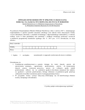 Parental Consent Form for Family Life Education