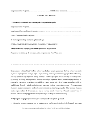 Medical Consent Form for Cyst Removal