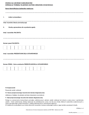 Medical Consent Form for Mucoceles Surgery