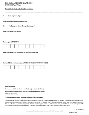 Medical Consent Form for Myringoplasty