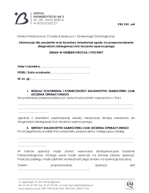 Medical Consent Form for Pelvic and Vaginal Surgery