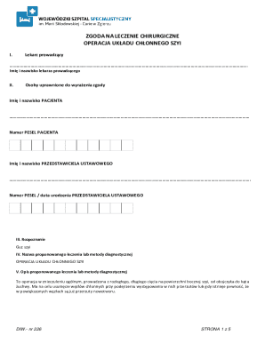 Medical Consent Form for Neck Lymphatic System Surgery