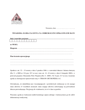 Patient Consent Form for Surgical Wound Treatment