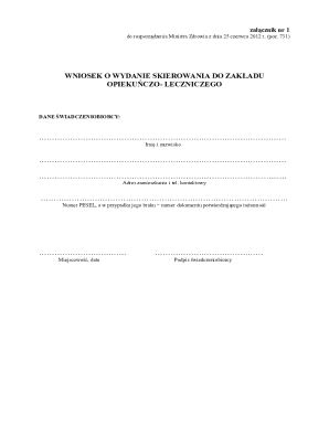 Application for Referral to Nursing and Care Facility