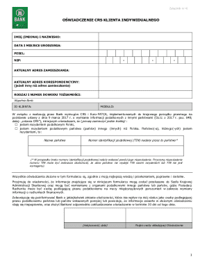 Polish CRS Client Tax Residency Declaration