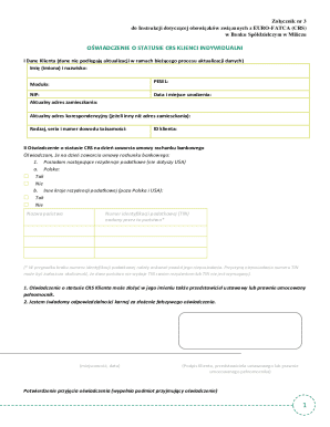 EURO-FATCA CRS Client Status Declaration
