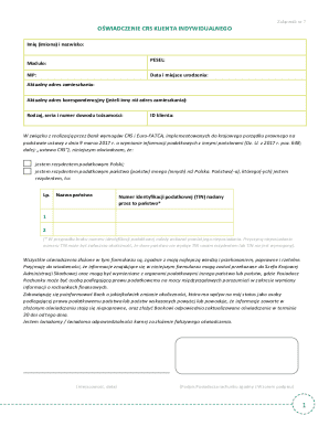 CRS Client Tax Residency Declaration
