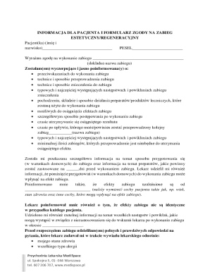 Medical Consent Form for Aesthetic/Regenerative Treatment