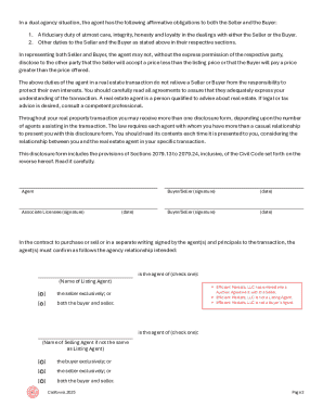 California Real Estate Agency Disclosure Form