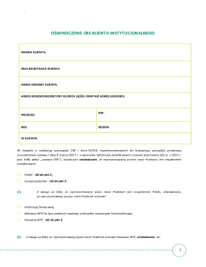 Polish CRS Client Declaration Form
