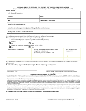 EURO-FATCA CRS Client Status Declaration