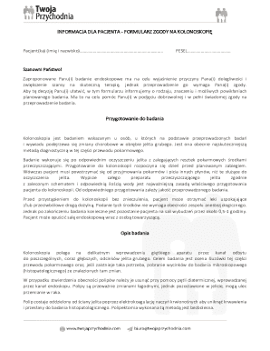 Patient Consent Form for Colonoscopy