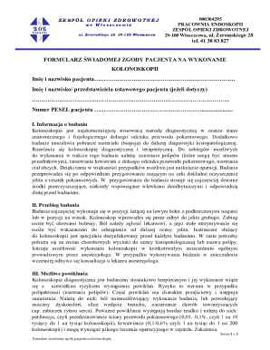 Patient Consent Form for Colonoscopy