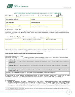 CRS and FATCA Status Declaration Form