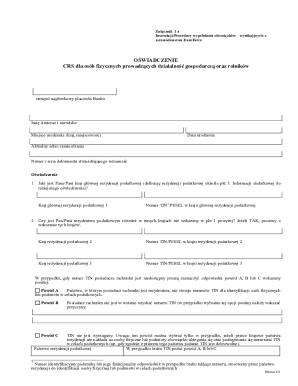 CRS Tax Residency Declaration for Individuals
