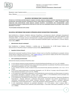 Bank Spółdzielczy Client Information and Consent Form