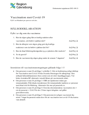 Covid-19 Vaccination Health Declaration