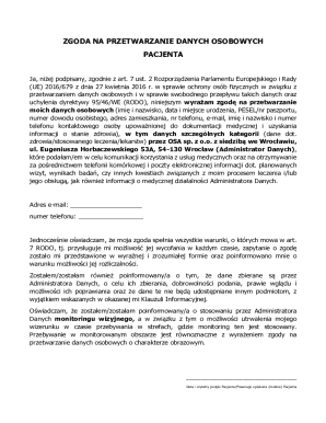 Patient Data Processing Consent Form