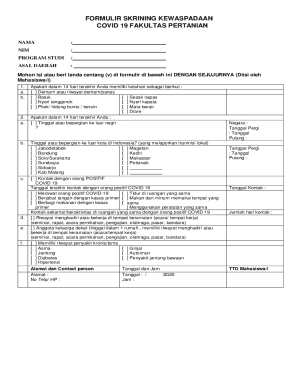 Form Skrining Covid 19 Puskesmas Temon I