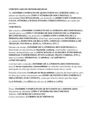 Certificado de honorabilidad modelo en word - viajandox