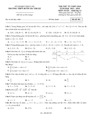 Thi TN THPT 2024 - S Gio Dc v o To k Lk