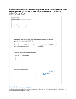 Ausfllhinweise zur Mitteilung ber eine chirurgische The
