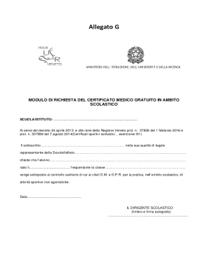 MODULO DI RICHIESTA DEL CERTIFICATO MEDICO ...