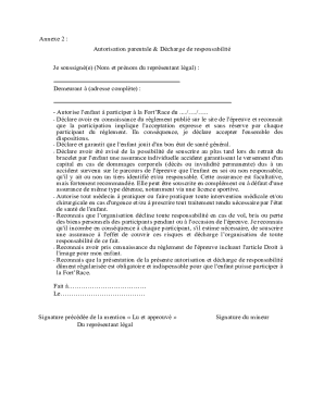 Autorisation parentale & Dcharge de responsabilit