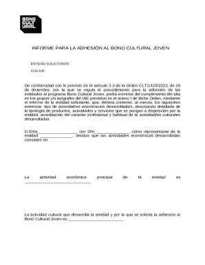 Informe para la adhesin al bono cultural joven